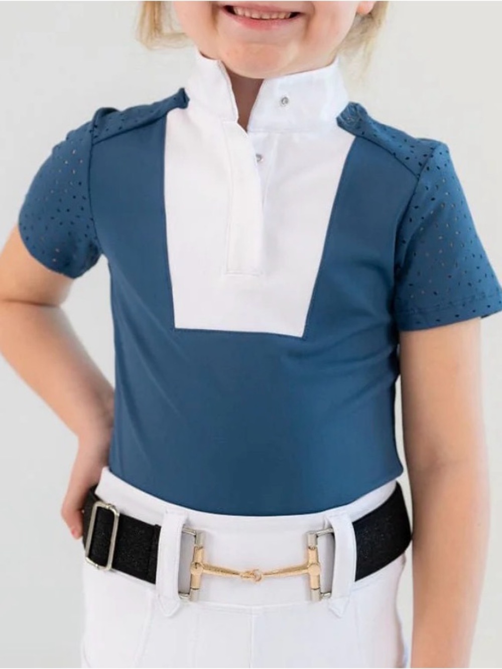 Free Ride Equestrian Amelia Show Shirt in Ocean Girls 10-11 Y
